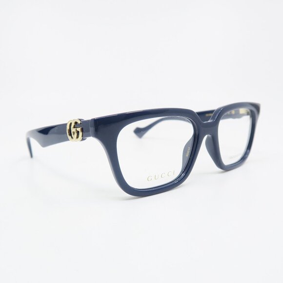 Gucci Accessories - Gucci GG1536O 011 53mm Blue & Gold Logo, New Square, Women's Eyeglasses.